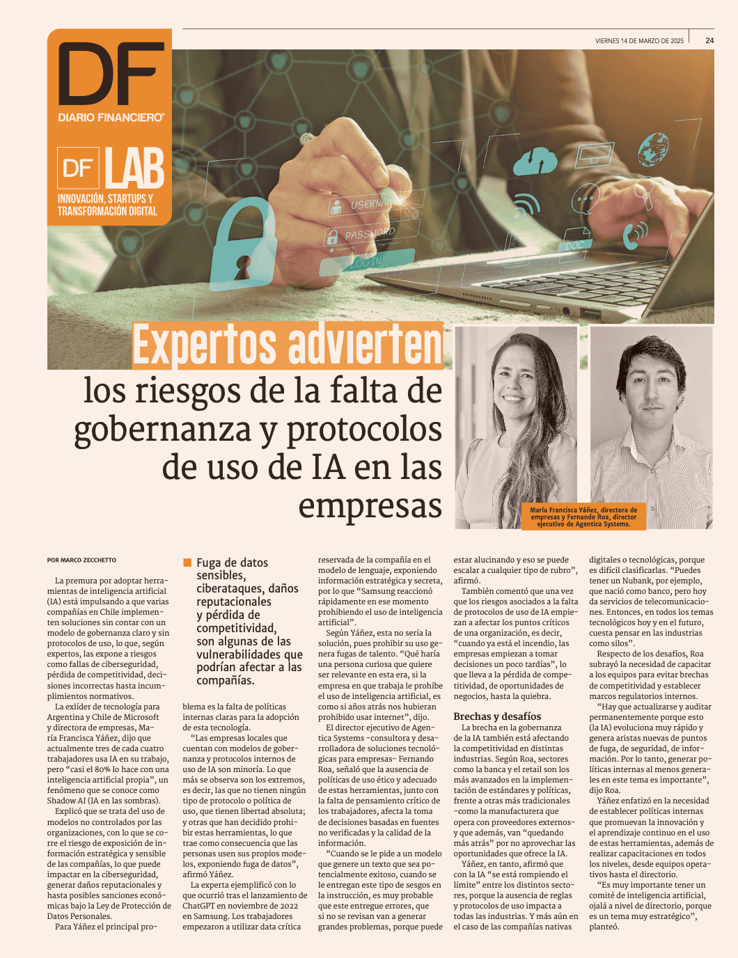 Artículo de Diario Financiero sobre la importancia de la Formación en IA